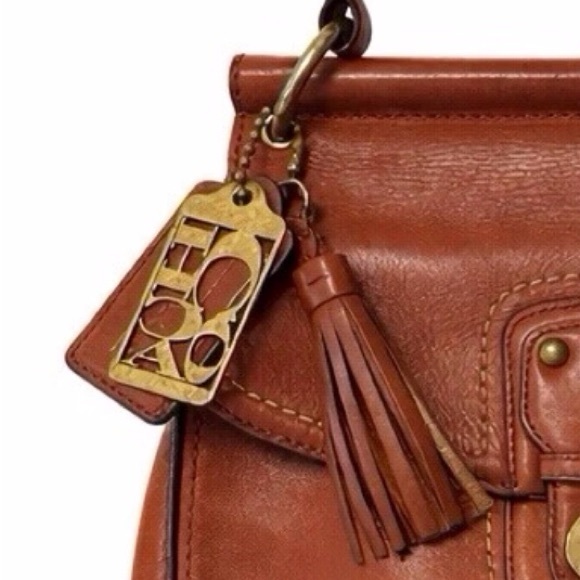 Coach Willis 19132 Tan Leather Flap Crossbody Legacy Stripe Lining - Picture 8 of 8